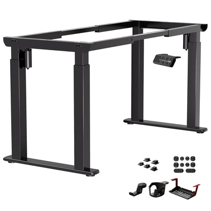 JWX 4-Leg Standing Desk Frame with Dual Motors, Electric Height Adjustable Desk Base, Heavy Duty 330 lbs Load, Fits Desktop 39″–79″, Anti-Collision, Memory Presets, Black Frame Only