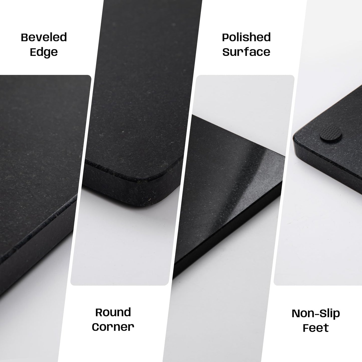 Adolif Black Granite Marble Cutting Board for Kitchen, 16x20 Large Inch Marble Slab Pastry Board With Non-Slip Feet for Baking, Cheese, Charcuterie, Chocolate – Serving Tray Gift