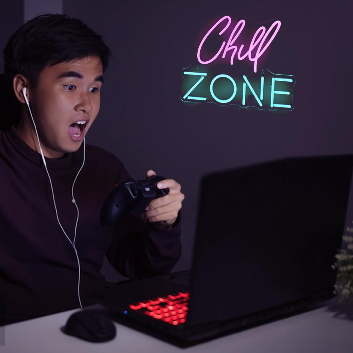 Chill Zone Neon Signs for Wall Decor Dimmable LED Neon Light USB Powered Light Up Signs for Home Lounge Game Room Bar Bedroom Wall Art Man Cave Decor