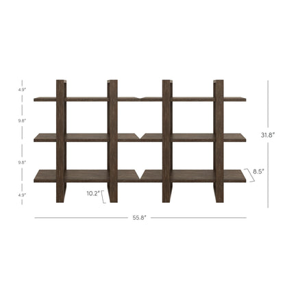Nathan James Floating Wall Book Shelves, 3-Tier Display Shelf, Decorative Modular Shelf in Solid Wood for Bedroom, Nursery, Bathroom or Kitchen, Set of 2