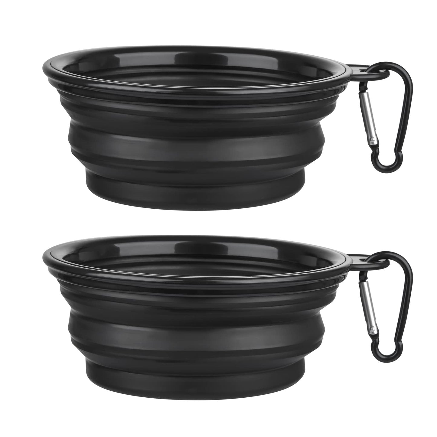 Dog Bowl Pet Collapsible Bowls, 2 Pack for Cats Dogs, Portable Pet Feeding Watering Dish for Walking Parking Traveling with 2 Carabiners (Small, Blue+Green)