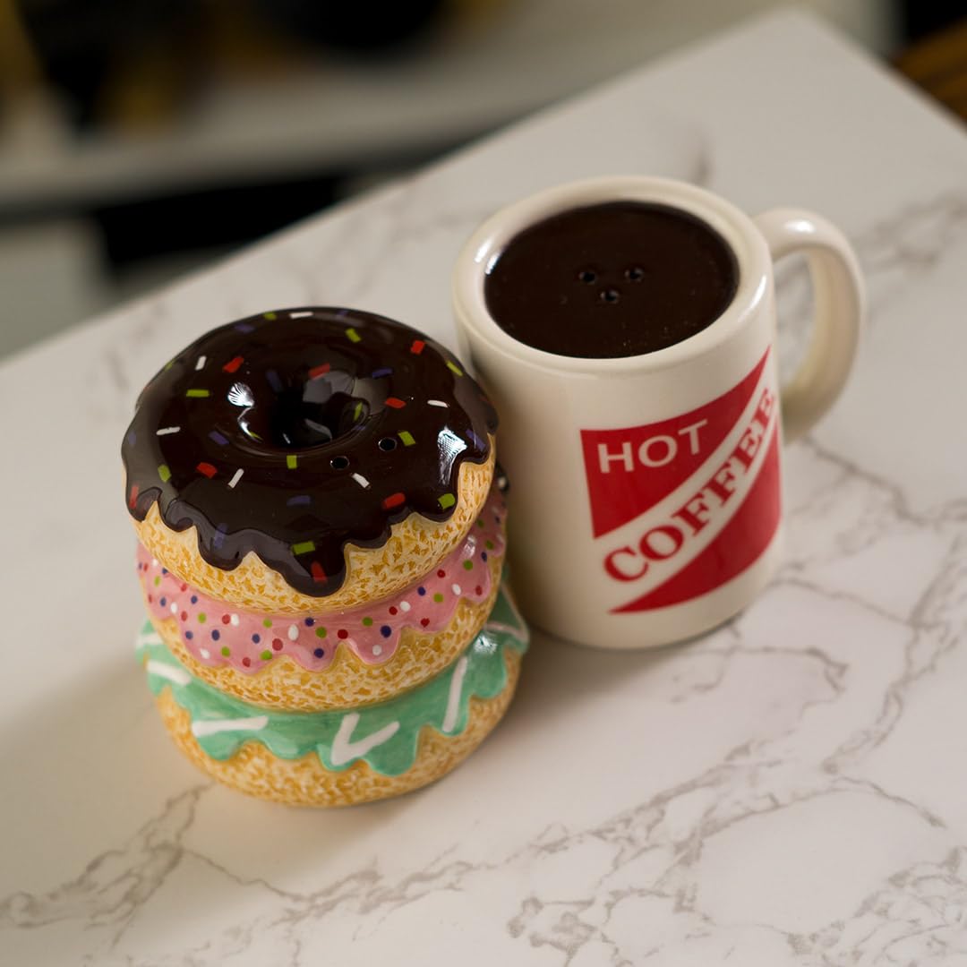 Pacific Giftware Morning Brew and Donut Shop Salt and Pepper Shakers