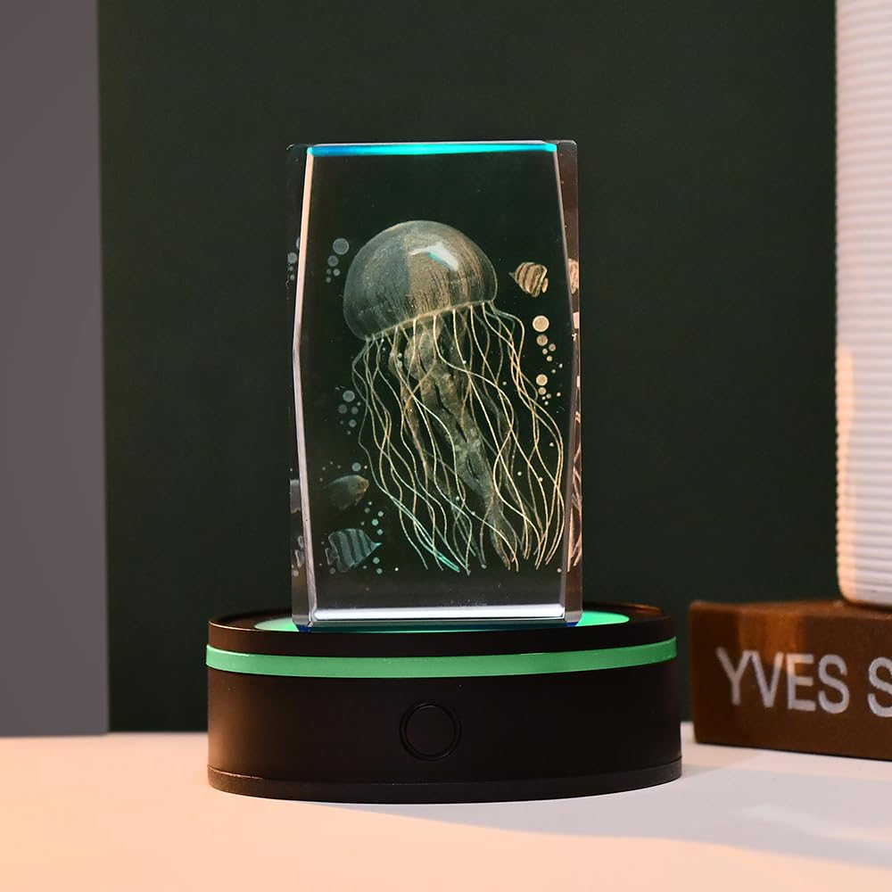 ZRENJHUS LED Light Base Display Stand Round Pedestal Multicolor Lighted Up Base for 3D Crystal Art Black 12 Colorful Modes Base - Flat
