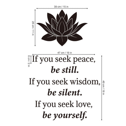 Decalmile Lotus Buddha Decal Quotes Be Yourself Inspirational Positive Black Letter Stickers Living Room Gym Bedroom Wall Decor
