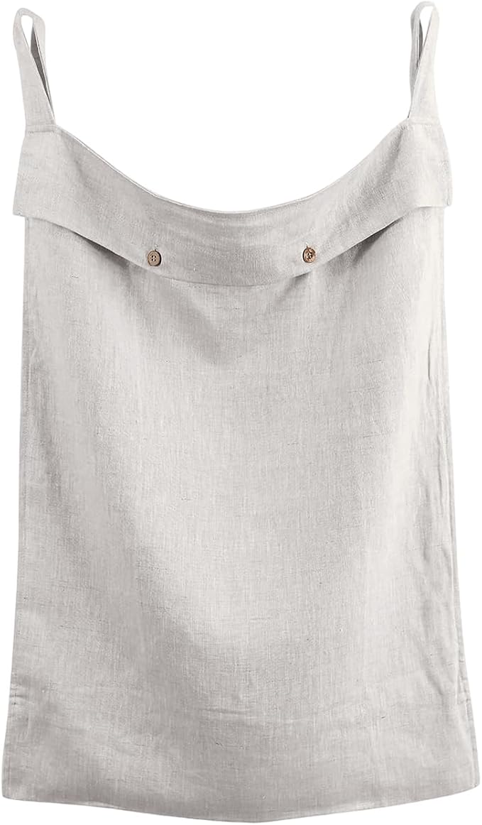 100% Linen Hanging Laundry Hamper Bag 22x36 Inch, Over the Door