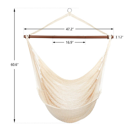 Bathonly Large Hammock Chair with Metal Bar, Caribbean Hammock Swing Chair with Stand, XL Hammock Chair Outdoor Indoor, 330 LBS Weight Capacity