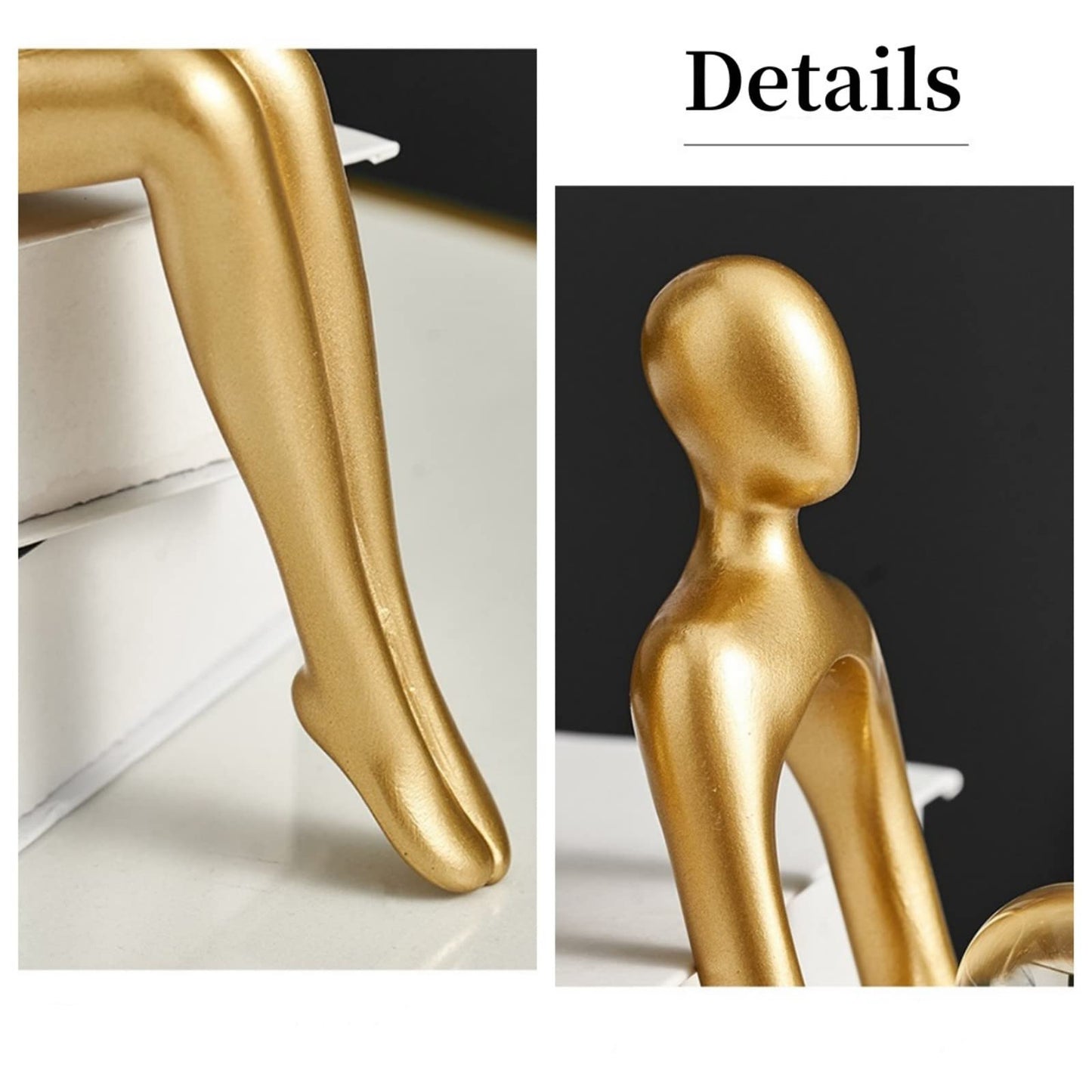 Prettidecor Gold Home Decor Thinker Statue Accents, Set of 3 Thinker Sculptures Office Decor Modern Abstract Resin Decoration on Shelf Table Desk for Living Room Office Bedroom (Gold, Large)