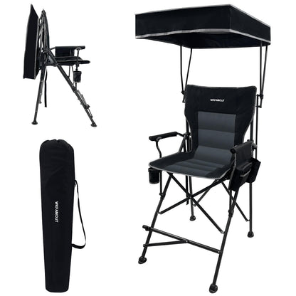 WKFAMOUT 27" Tall Folding Director Chair Oversized with Canopy Shade for Adults Heavy Duty Camping Chair Portable with Footrest & Carry Bag Supports 300 lbs