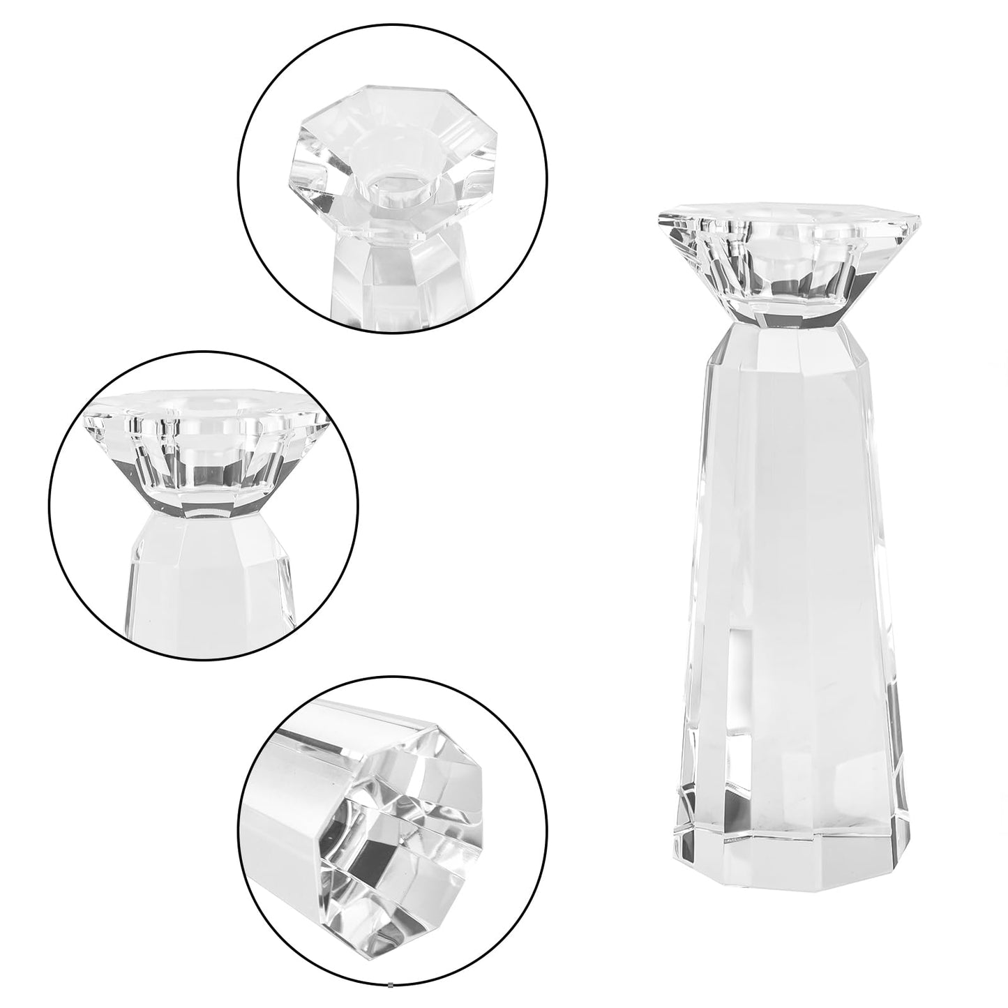 DONOUCLS Crystal Tapered Candle Holders Crystal Candlestick Home Tabletop Decorations Pack of 3, Comes with Gifted Box