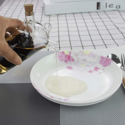 WINAKUI Olive Oil and Vinegar Dispenser Cruet Bottles, 2 in 1 Transparent Dual Glass for Kitchen Cooking Container