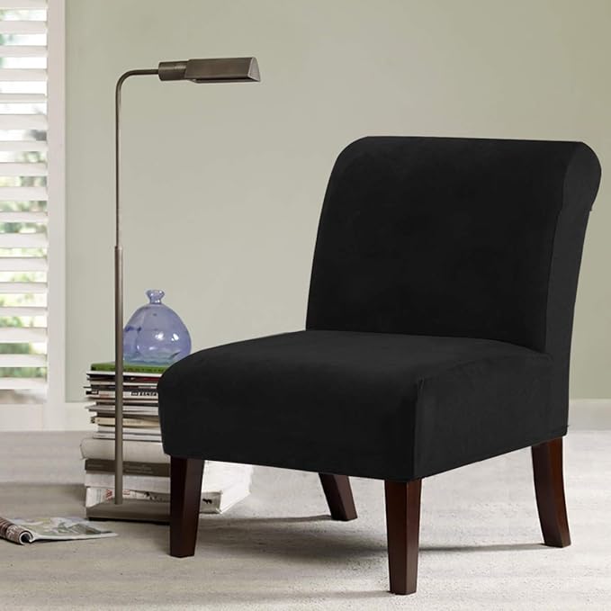 H.VERSAILTEX Armless Accent Chair Covers Thick Velvet Armless Chair Slipcovers
