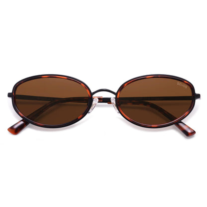 SOJOS Retro Trendy Oval Polarized Sunglasses for Women Men, 90s Vintage Circle Round Sunnies SJ1248, Brown tortoise/Brown