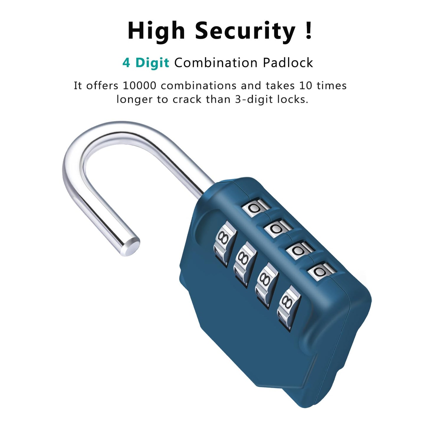 ZHEGE Combination Lock, 4 Digit Combination Padlock Outdoor, School Lock, Gym Locks (Peacock Blue)