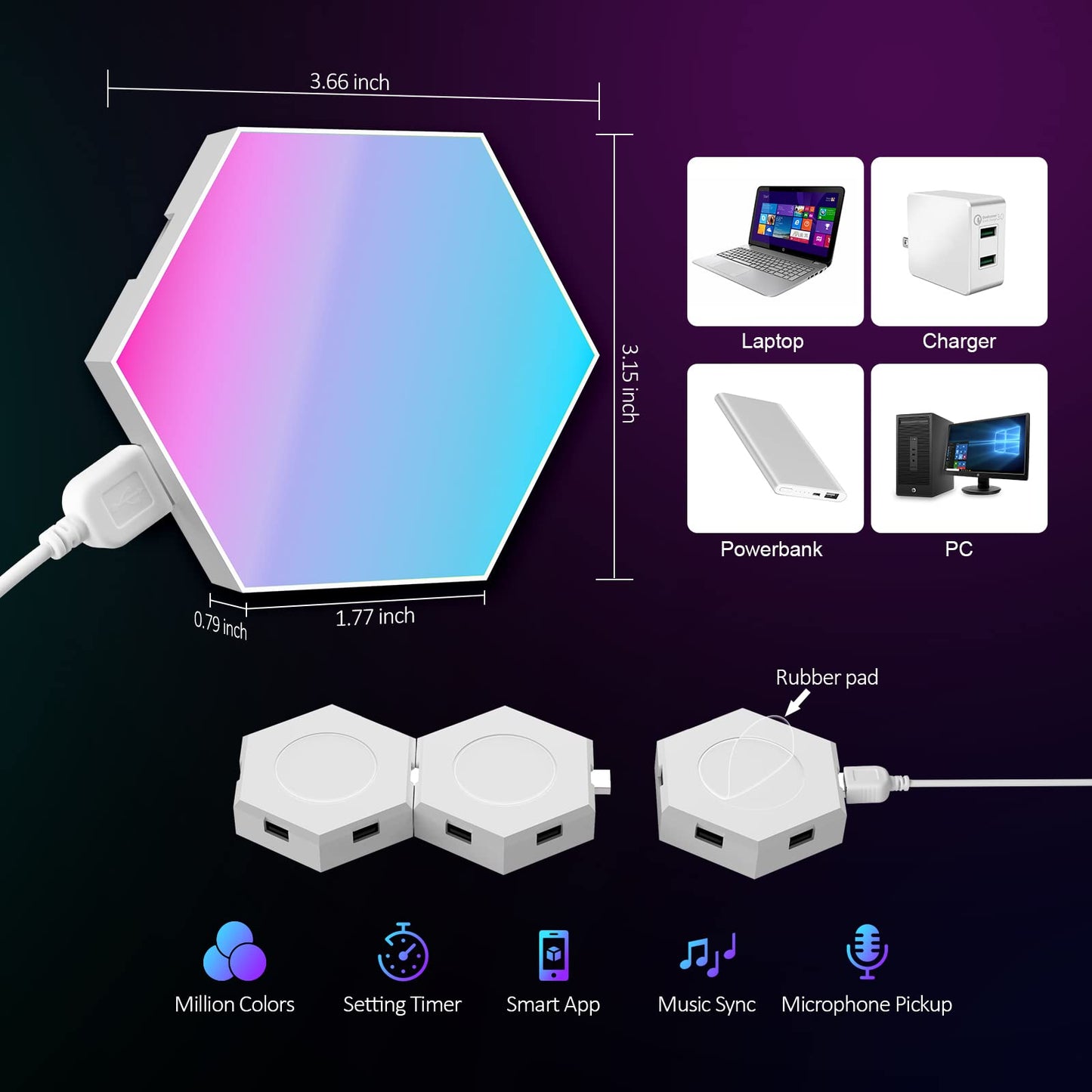 JIMIMORO Hexagon LED Light Panels 8 Pack – RGB Wall Decor Lights with Music Sync, App & Remote – Modular Home & Christmas Decor for Bedroom, Living Room, and Room Decor