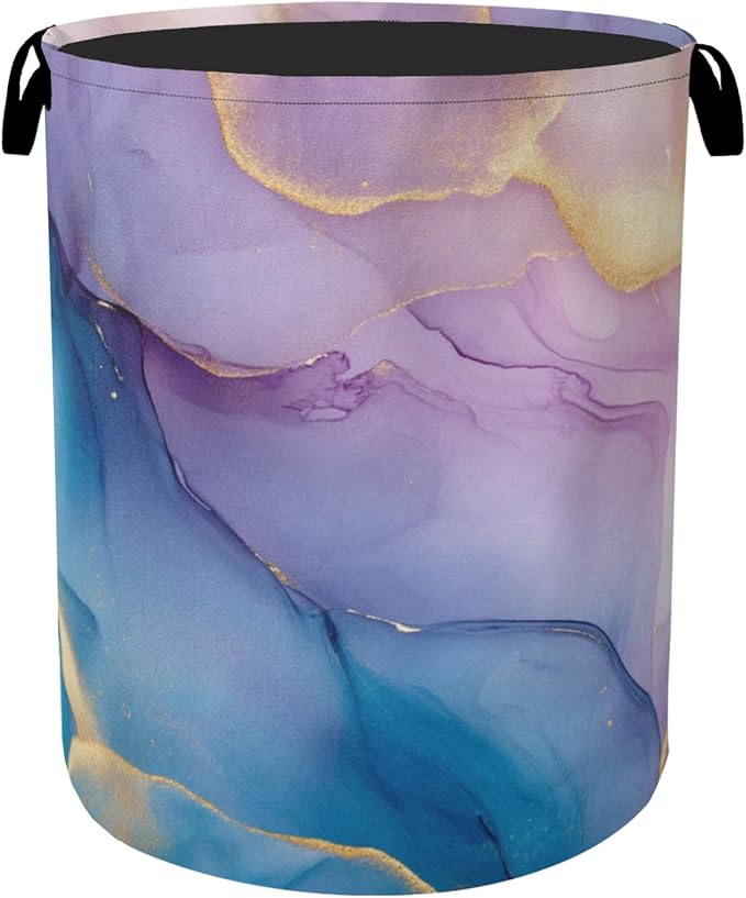 Blue Pink Marble Laundry Basket