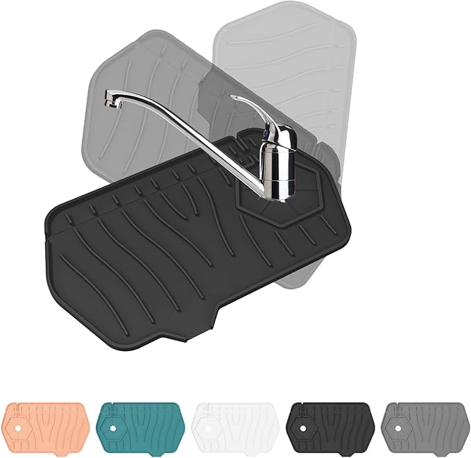 Sink Drain Mat Behind Faucet, Unilateral Faucet Guard Draining Mat, 90°