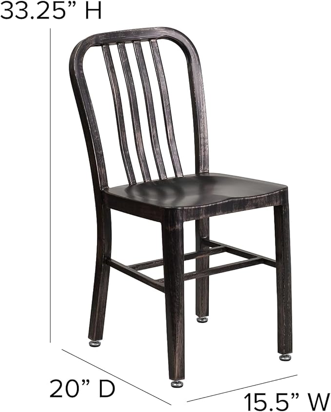 Flash Furniture Gael Commercial Grade 2 Pack Black-Antique Gold Metal