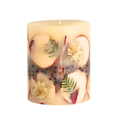 Rosy Rings Small Round Botanical Candle - Spicy Apple 5.5" Burn Time 120 Hours Notes of Cardamom, Cinnamon, Clove, Long Lasting Candles, Candle Gifts