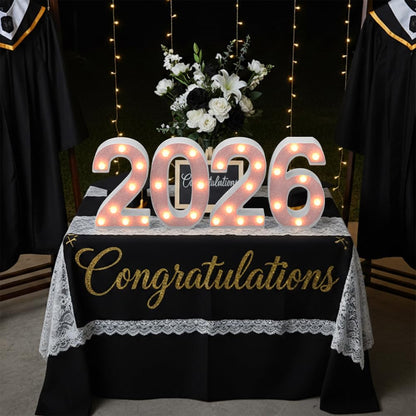Pink 2026 LED Marquee Numbers, LED Marquee Letter Lights New Year Decor, Grad 2026 Sign Light up Letters for Graduation Decorations, Class of 2026 Light Up Numbers for Home College Graduation Party