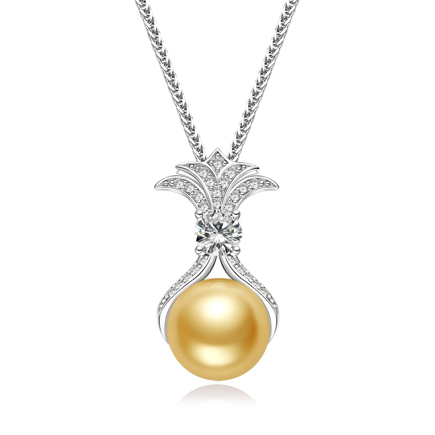 Pearl Necklaces for Women, Anniversary Birthday Gifts for Wife, Mom, Dauhter, Girlfriend, Grandma (Golden10-11mm)