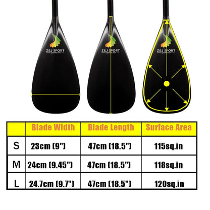 Z&J SPORT Hybrid Outrigger Paddle, Teardrop Shape Carbon Blade Wooden Bent Shaft for Waka AMA, va’a (S,52")