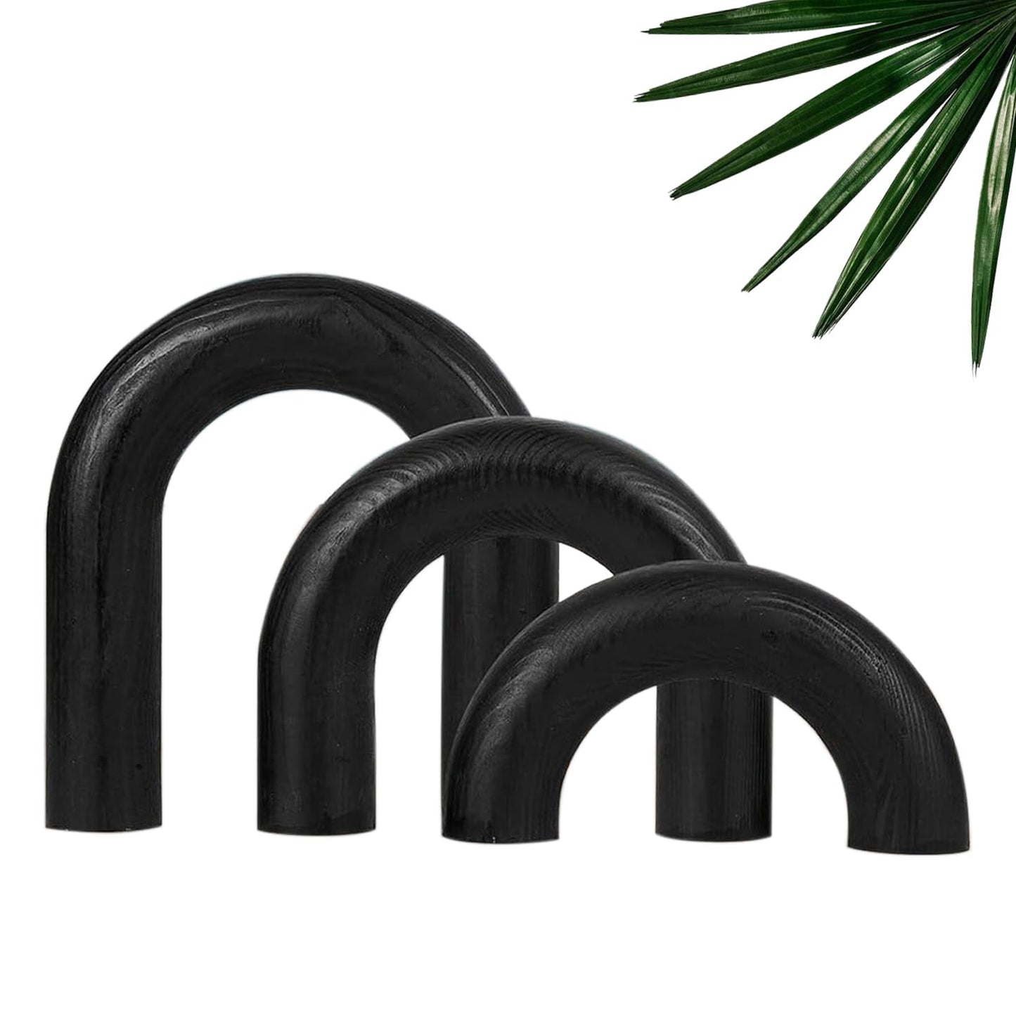 ANONYO 3Pcs Wooden Arches Decorative Object for Coffee Table Boho Shelf Decor Arch Design for japandi Home Aesthetic Shelf Neutral Home Accents (Black Stain)