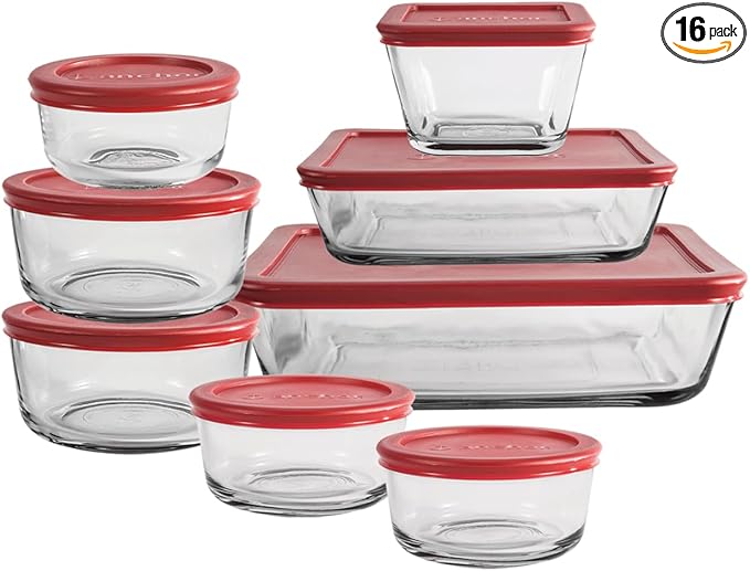 Anchor Hocking 16 Piece Glass Storage Containers