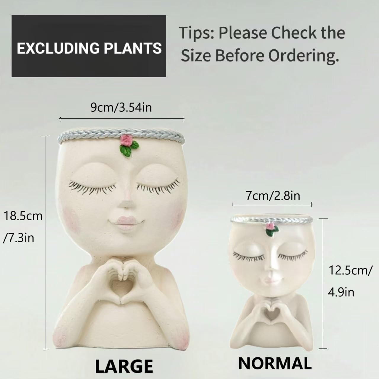 Yoohspoe GAFBV Face Planter Cute Resin Cactus for Indoor and Outdoor Plants Face Vase Home Decor Funny Succulent Pots (White-Genie)