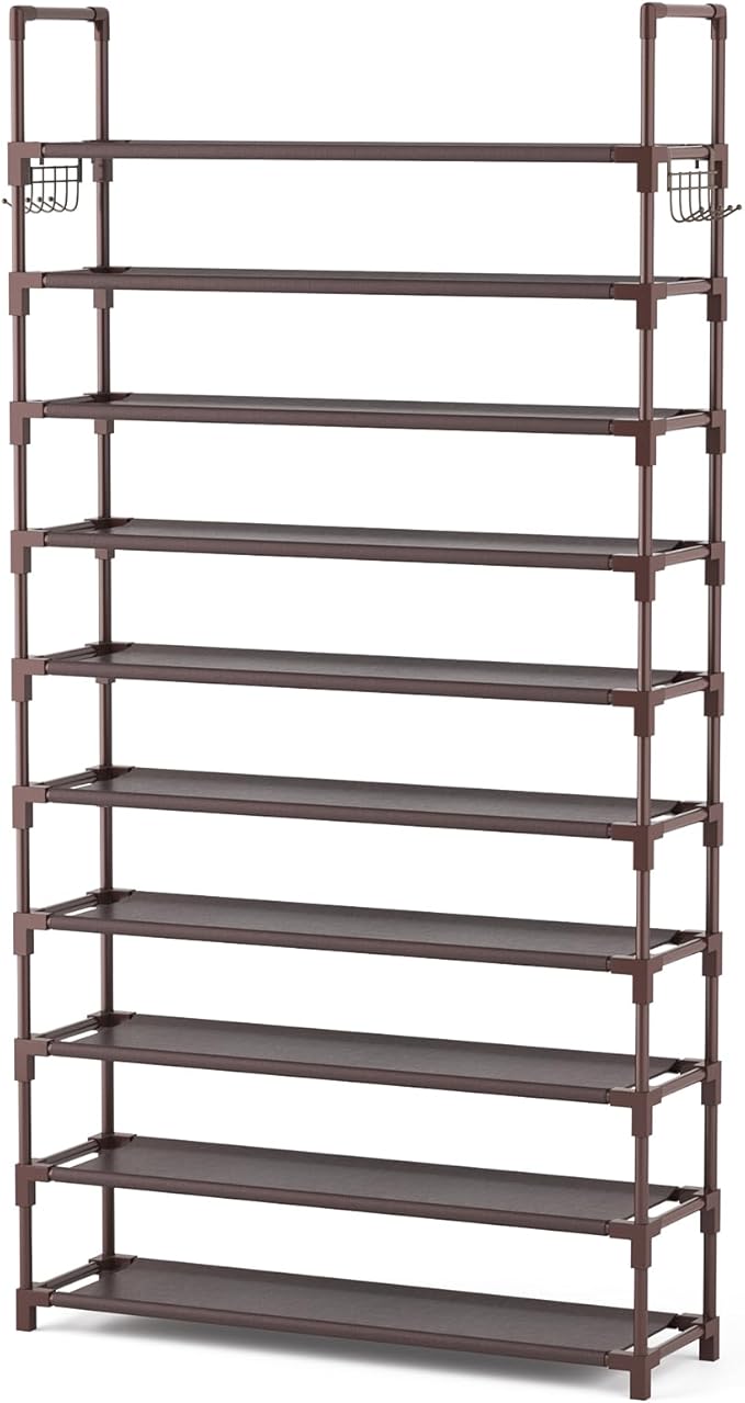VTRIN 10 Tiers Shoe Rack Tall Large Capacity 50 Pairs Wide Shoe Organizer
