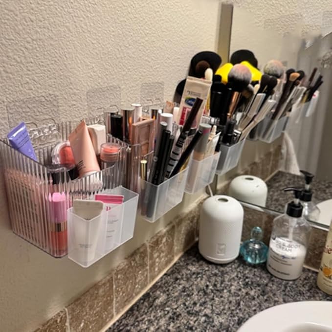 Acrylic Wall Mounted Storage Racks, Transparent Plastic Makeup Box Stackable