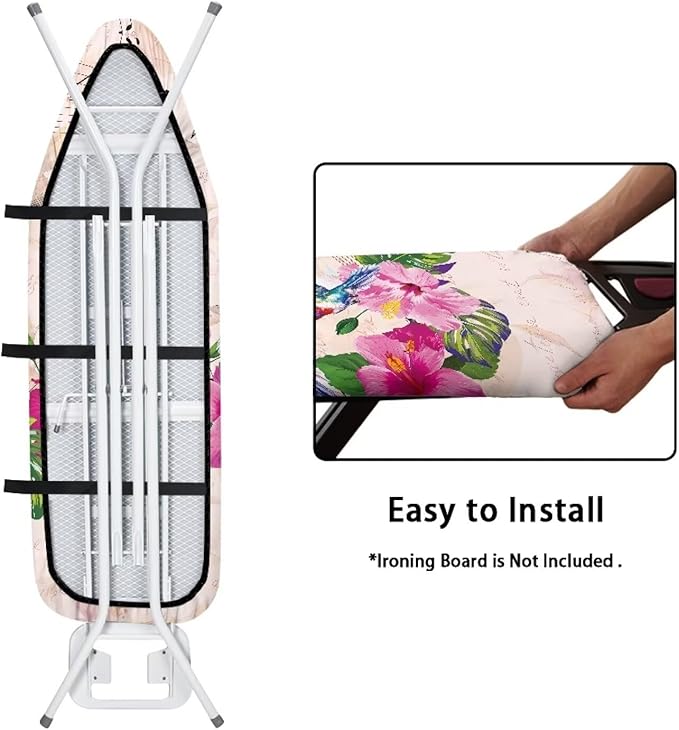 GLENLCWE Blue Hummingbird Hibiscus Music Note Ironing Board Cover Full Size