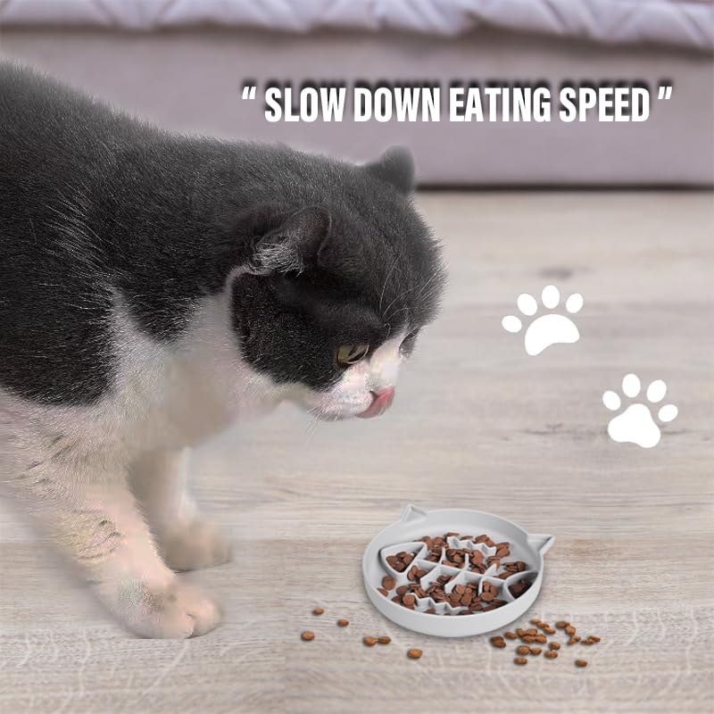 Slowpaw Silicone Cat Slow Feeder,Slow Feeder Cat Bowl Wet Food with Suction Cups，Puzzle Feeder Cat,Cat Interactive Toys,Effectively Reduce Overeating in Kitty (Gray, 1 Cup)