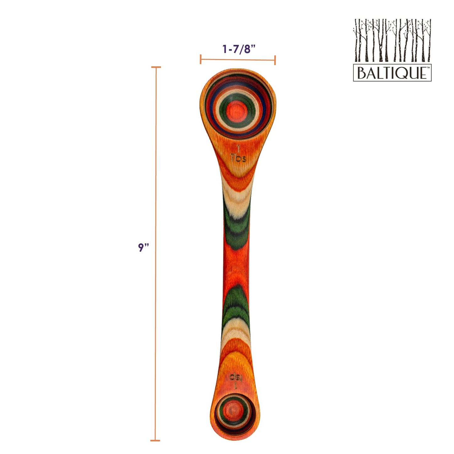 Totally Bamboo Baltique Marrakesh Collection 2 in 1 Wooden Measuring Spoon with Tablespoon and Teaspoon Measurements