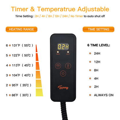 Toozey Small Pet Heating Pad, 6 Adjustable Temperature Dog Cat Heating Pad with Timer, Waterproof Heated Cat Bed with Chew Resistant Cord, Indoor Electric Pet Heated Mat 18x16in