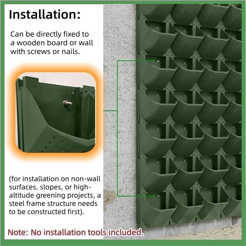 Pbicfgau Vertical Wall Planter with 36 Pots, 12PCS Wall-Mounted Flower Pot Holder, Indoor and Outdoor Garden Plastic Planters for Flowers, Vegetables, Grass