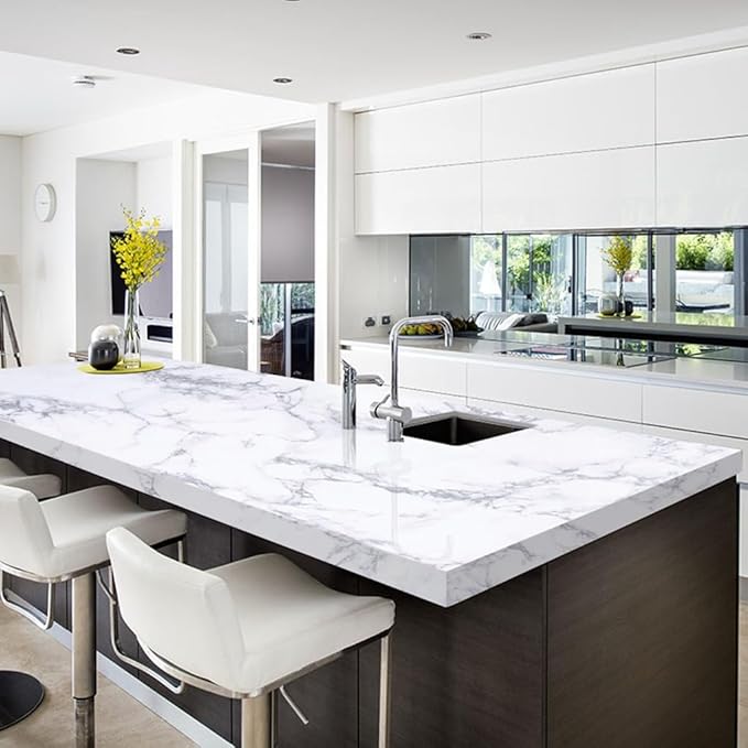 Arthome White Marble Contact Paper