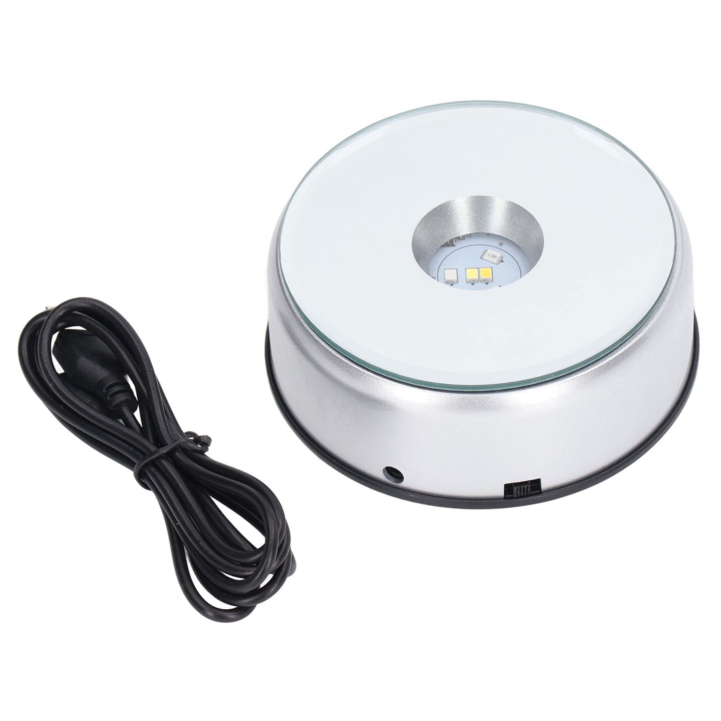Hapivida LED Light Base, 360° Display Stand Light Rotating Display Base 80 Seconds Per Lap 3D Glass Crystal Art