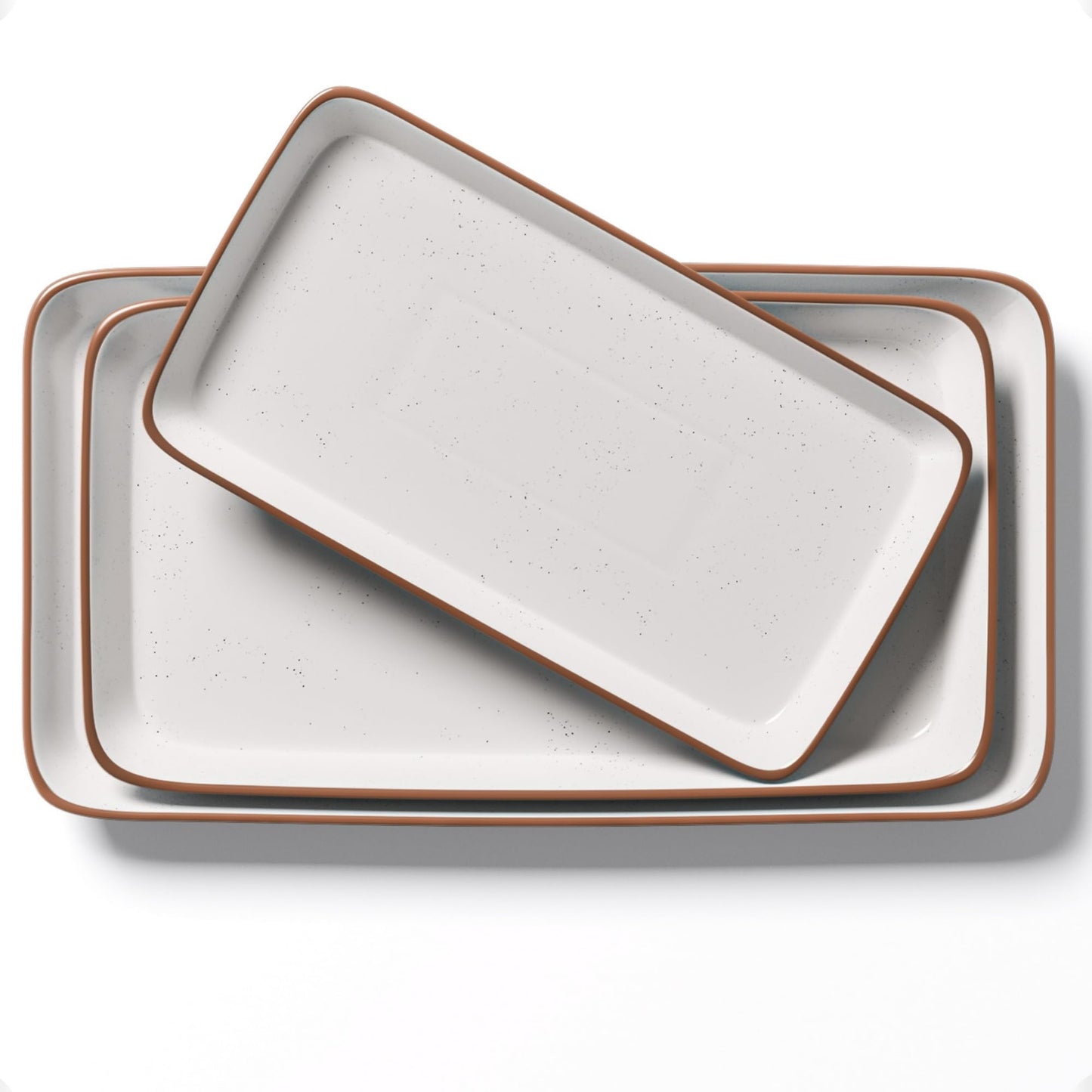 Ceramic Serving Platter Set of 3 - 16 / 14 / 12 Inches Oven Safe Serving Dishes for Entertaining - Platters and Trays - Porcelain Plates - Ceramic Grilling Platter - Rectangular Plates - Turkey Dishes