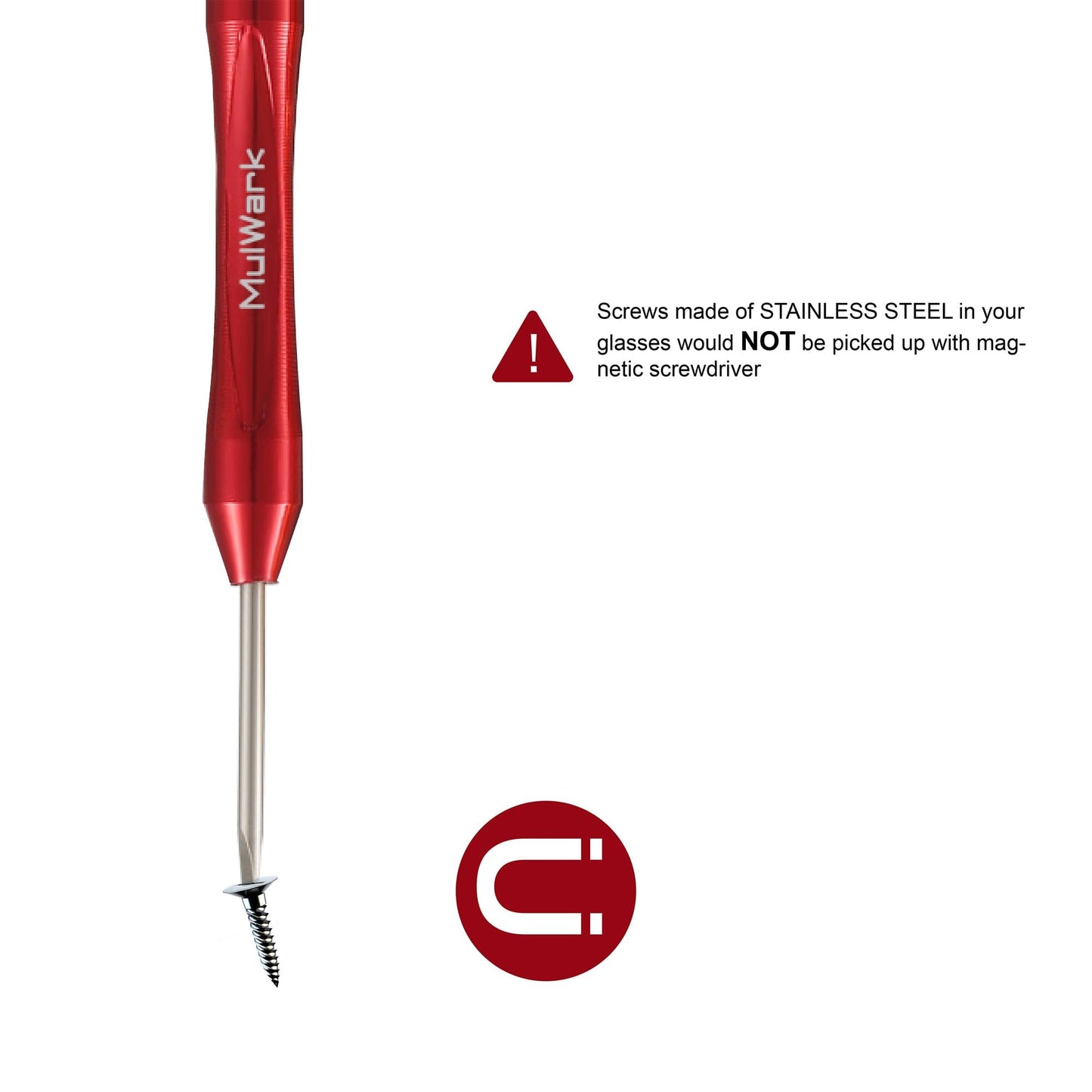MulWark 6pc Magnetic Micro Precision Screwdriver Set - Mini Flat & Phillips Heads for Glasses, Watch, iPhone & Electronics Repair (CR-V Steel)
