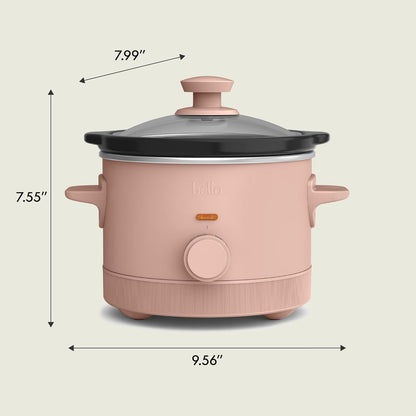 bella 1.5 Qt Slow Cooker with 3 Heat Manual Control, Ceramic Nonstick Coating, Dishwasher Safe Stoneware Pot and Tempered Glass Lid, Tangle Free Cord Wrap & Cool Touch Handles, Blossom