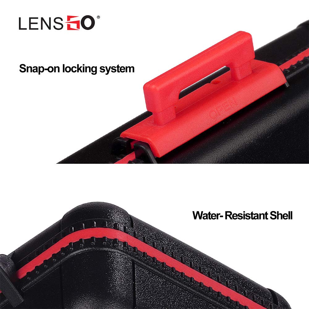 LENSGO Camera Battery Memory Card Case, Memory Card Hard Protector Case Water-Resistant Anti-Shock Compact Camera Battery Card Storage Box for 3 Camera Batteries 3 XQD or 3 CF Cards 6 SD Cards (Red)