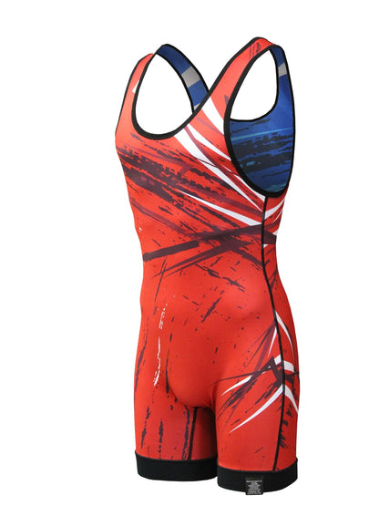 Matman USA The Breakdown Reversible Men's Wrestling Singlet (Royal/Red, 6X-Small)