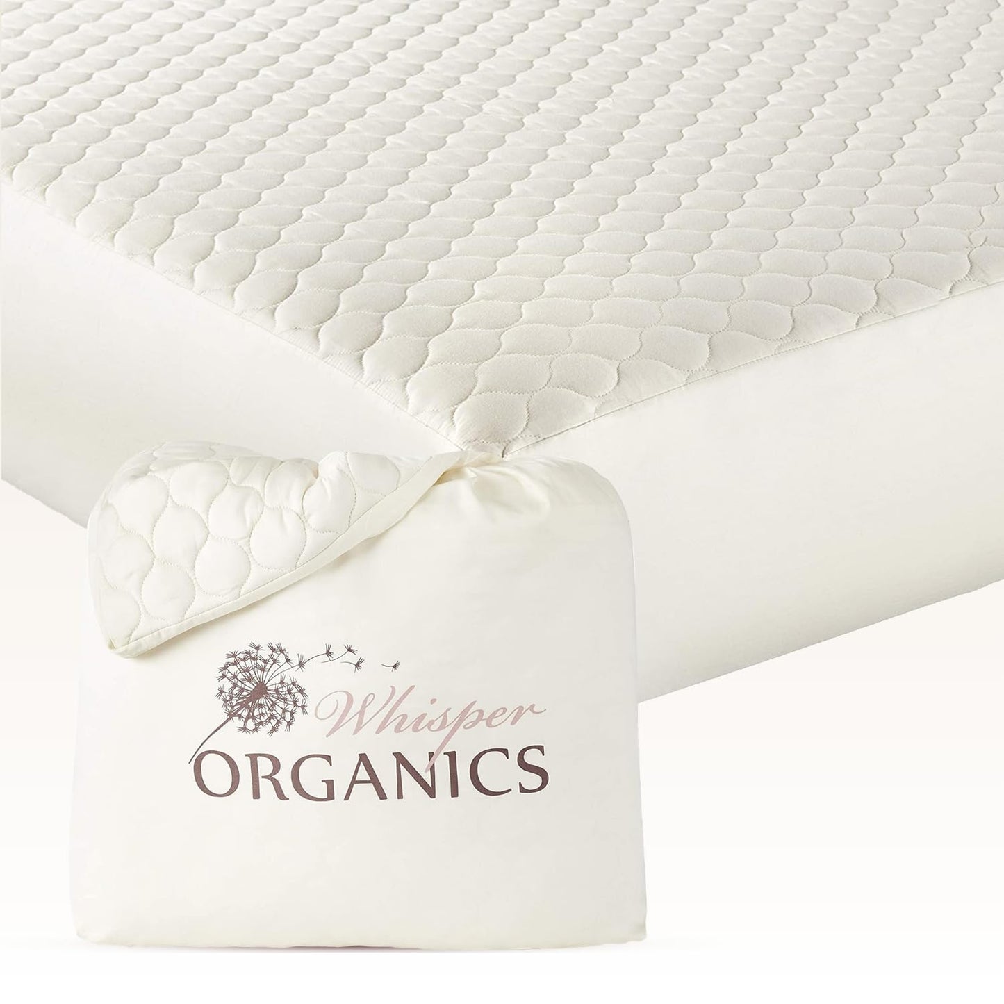 100% Cotton Organic Mattress Pad - Breathable & Cooling Mattress Protector King Size - Premium 300GSM Quilted and Machine Washable - Fairtrade & GOTS Certified Bed Protector (Ivory, King)