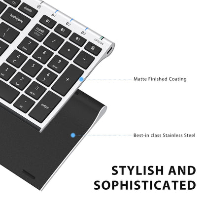 iClever BK10 Bluetooth Keyboard, Universal Bluetooth 5.1 Wireless Keyboard with Number Pad, Ergonomic Design, Multi-Device Compatibility, Stable Connection for Mac, iPad, iPhone, Android, Windows
