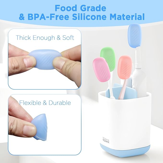Toothbrush Covers Caps 6 Pack, Silicone Toothbrush Head Protector Replacement