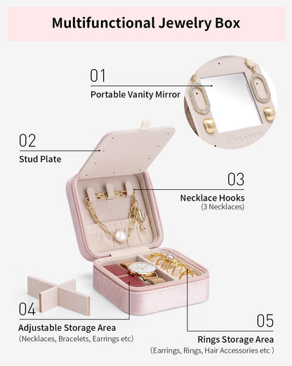 VLANDO Holidays Gifts, Travel Jewelry Organizer, Necklace Organizer Earrings Ring Organizer, Travel Wedding Gifts for Women Travel Essentials - Letter S, Pink