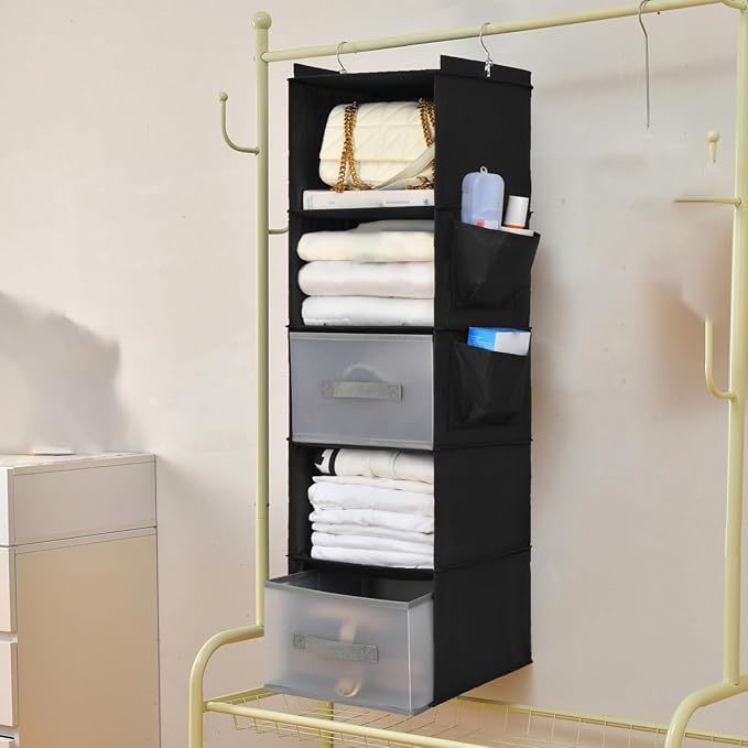 5-layer suspended fabric shelf organizer, equipped