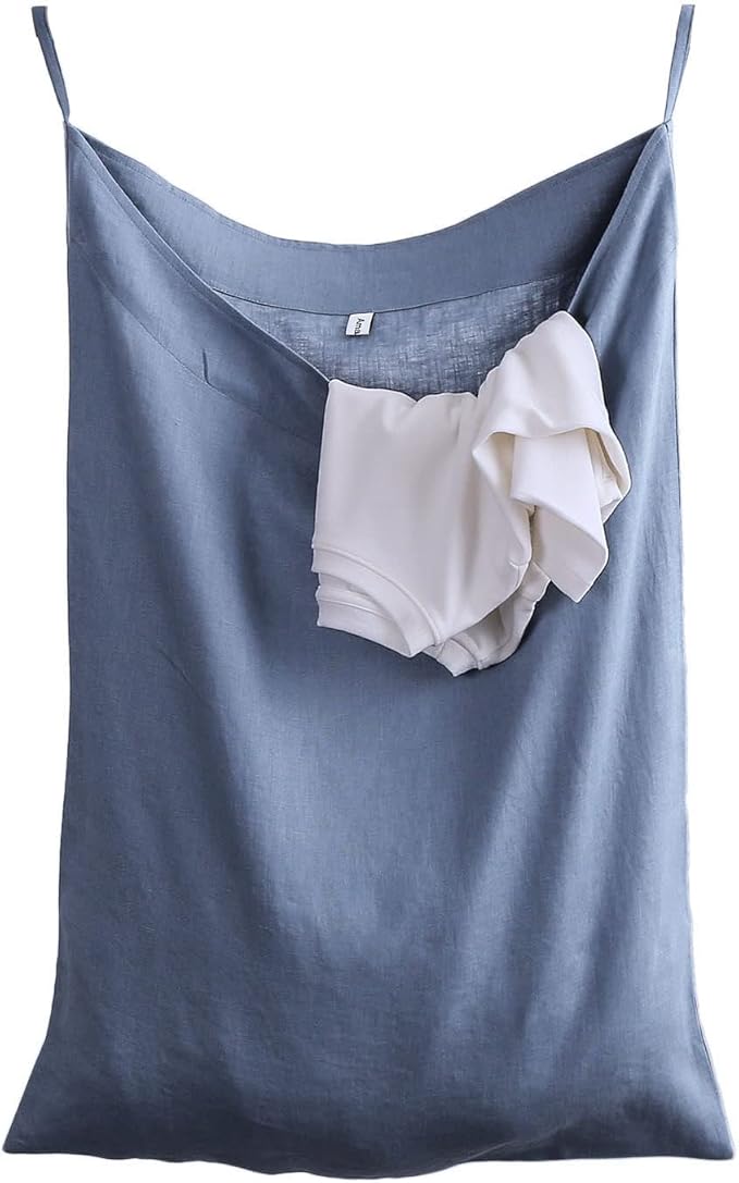 Amazhiyu Pure Linen Over The Door Laundry Hanging Hamper Bag