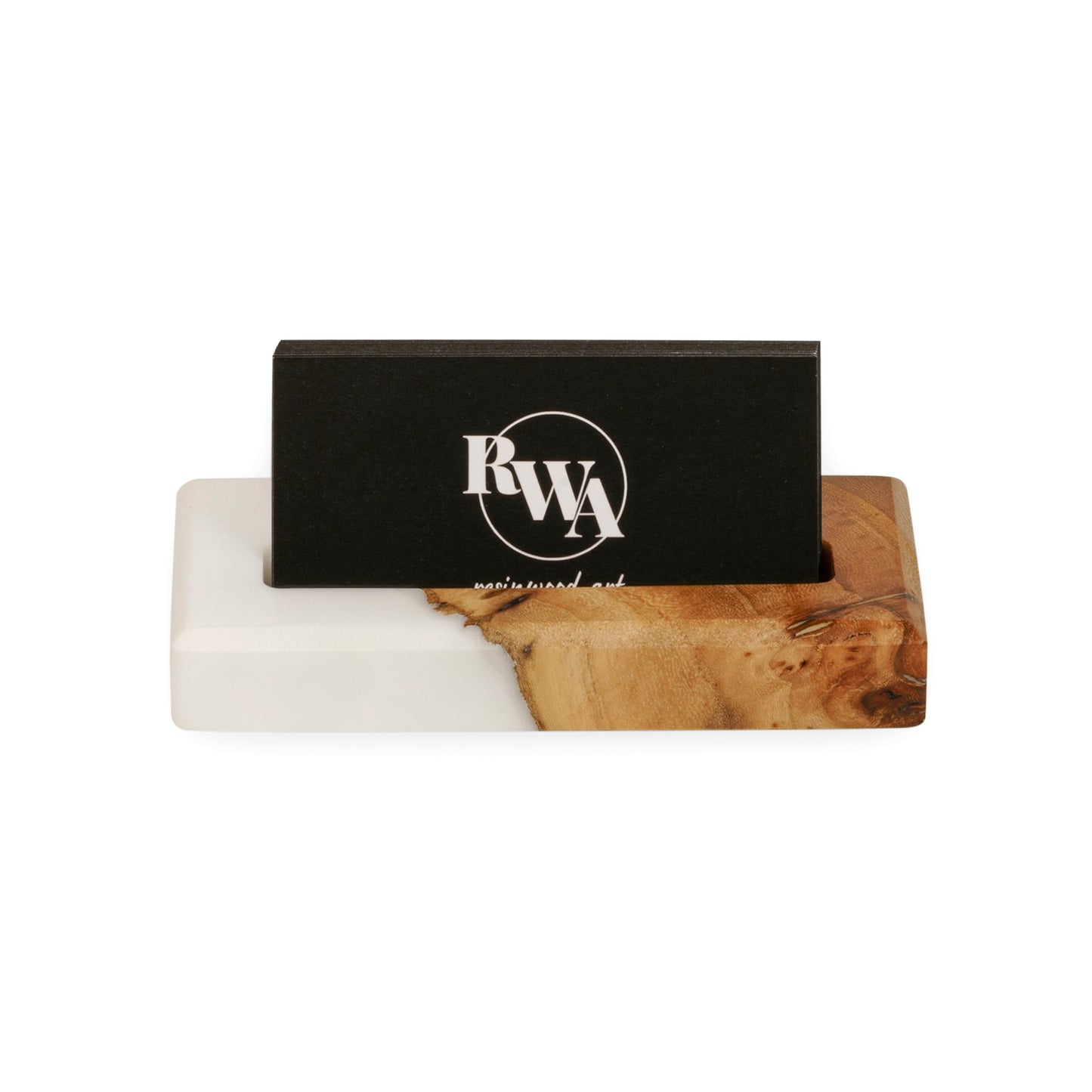RWA Business Card Holder for Desk – Elegant Office Desk Decor Organizer for Men Women – Slim Square Card Stand Display Index Credit Card Holder – Professional Desktop Accessory, ORIGIN white