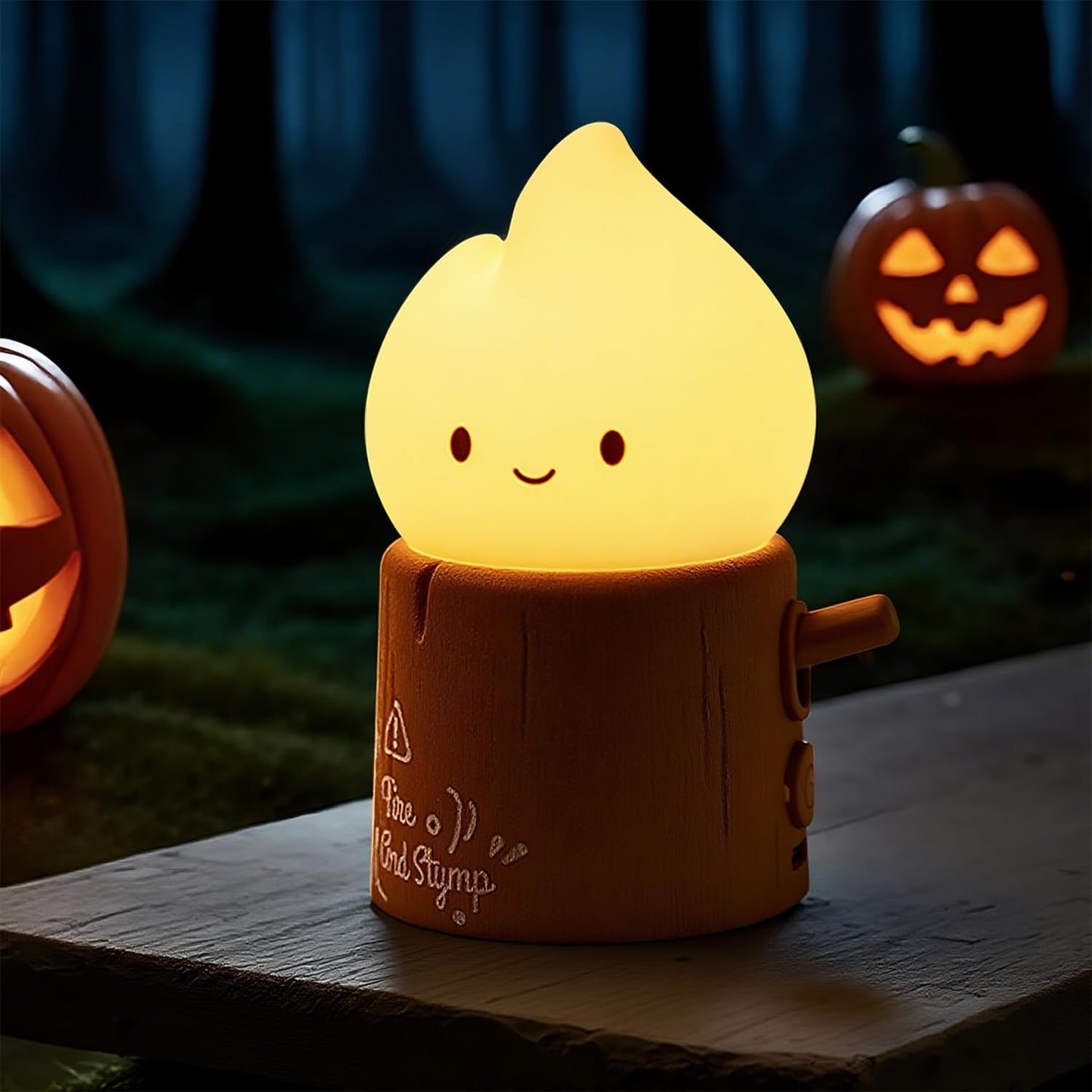 Cute Ghost Campfire Lamp, Halloween Decor,Kids Night Light，Adjustable Dimmable Rechargeable Night Light for Kids, Girls, Boys Gifts,Halloween,Christmas Decorations
